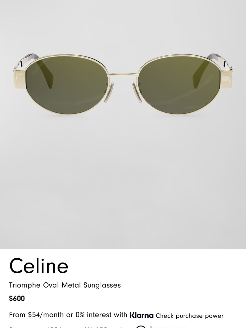 Celine Triomphe Oval Metal Sunglasses in Shiny Endura - Picture 6 of 7